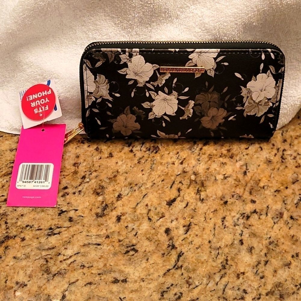 BRAND NEW RAMPAGE FLORAL PATTERN DESIGN LWALLET FIT YOUR PHONE